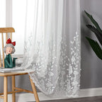 VISIONTEX White Sheer Voile Curtains, Decorative White Embossed Drip Rod Pocket Window Drapes for Home Kitchen, Living Room and Bedroom 54 x 72 Inch, Set of 2 Curtain Panels
