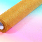 Sparkling Tulle Rolls, 15” by 30 Yards (90FT) Glitter Tulle Spool Ribbon Fabric for Wedding Birthday Bridal Shower Tutu Skirt Party Gift Wrapping (Gold)