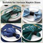 Polymer Material Reusable Napkin Band, Glue-Free Tear-Proof Water Resistant Oil-Proof Napkin Bands Set of 100(Front Black Color and Back White), 6 Adjustable Sizes Napkin Rings
