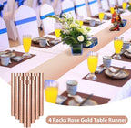4 Packs Rose Gold Disco Table Runner, 12 x 108 Inches Glitter Silver Party Table Runners Mirror Foil Table Decor for 70s 80s Disco Bachelorette Dance Birthday Party