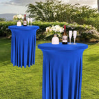 6 Pack Round Cocktail Tablecloth 32"x 43" Spandex Cocktail Table Skirt, Washable Stretch Fitted Table Covers for High Top Bar,Wedding,Party,Events (Royal Blue)