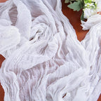 16PCS White Cheesecloth Table Runner 10FT 35x120Inch Boho Gauze Cloth Long Rustic Sheer for Wedding Party Baby Bridal Shower Decor