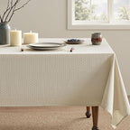 MIULEE Natural Linen Cottton Table Cloth Rectangle Tablecloth Waterproof Spillproof Cross-Star Textured Table Cltoth Decorative Farmhouse Style for Dining Party Weddings 60x84 Inch