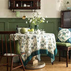 patdrea Designer Green Square Table Cloth,Vintage Floral Linen Durable Breathable French Tablecloth,Dacorative Table Cover for Kitchen Dining,Christmas,Thanksgiving,Tea Party,67"x67"-Noah
