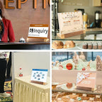 Acrylic Sign Holder 5"x7" Tabletop Display Clear Sign Board with Wood-Color Base, Horizontal for Store/Coffee Shop/Restaurant Menu Hotel/Office Display Holder, 2 Pack