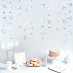 Iridescent 10th Bow Birthday Decorations Glitter Conquette Bow Garland Streamer Banner Backdrop for Girls Boys Happy 10th Birthday Double Digits Cheers to 10 Years Old Anniversary Party Supplies
