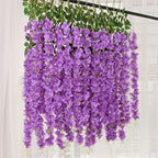 12 Pack Purple Wisteria Hanging Flowers Garland, 3.77 Feet Artificial Flower Vines, Fake Wisteria, Artificial Vines Hanging Garland for Backdrop Outdoor Yard Garden Decor