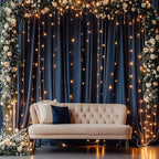 40ftx12ft Wrinkle Free Navy Blue Backdrop Curtain, 8 Panels 12FT Height Navy Blue Wedding Backdrop Drapes, Silky Polyester Back Drop Cloth for Birthday Photography Background Party Backdrop Draping