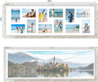 12x36 Picture Frame 2 Packs, Real Glass and Distressed White Wood Frame, Display Collage Pictures Twelve 4x6 With Mat or Pennant 12 x 36 Without Mat - Horizontal or Vertical Wall Mounting
