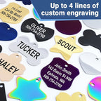 GoTags Stainless Steel Pet ID Tags, Personalized Dog Tags and Cat Tags, up to 8 Lines of Custom Text, Engraved on Both Sides, in Bone, Round, Heart, Bowtie and More (Flower, Small (Pack of 1))
