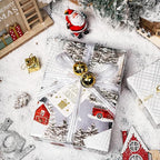 LeZakaa Christmas Silver Wrapping Paper Jumbo Roll for Boy Kid, Red Truck, Snowy Pine Forest & Grid Plaid, Silver Foil Reversible Design for Winter Holiday Family Gathering, 30 inches x 32.8 Feet