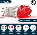 Joiedomi Christmas String Lights Indoor,100 Count Mini Red Light,21.4 FT Lighting Decor for Patio Dorm Classroom Bedroom Holiday Wedding Party Garland Birthday Festival,White Wire