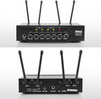 Pyle Wireless Microphones, Professional UHF Dual Microphones for Karaoke, Wireless Dynamic Microphone System Set with Rechargeable Receiver,Plug and Play, Speech, Wedding, Church, PA System
