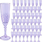 Plastic Champagne Flutes, 48PCS Purple Wine Glasses Goblets Cups Reusable Flute, for Weddings Bachelor Parties Toasting and Events(48, Purple)