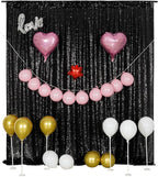 Poise3EHome Black Sequin Backdrop, 10Ft x 10Ft Glitter Photography Background Curtains, Sequence Drapes for Party Baby Shower Wedding Birthday Christmas Thanksgiving Halloween Decoration