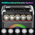 Karaoke Machine with 2 Wireless Mics for Adults Kids | Bluetooth 5.3 Speaker with Bass/Treble/Echo Adjustment | PA System with Disco Lights & Remote Control, Supports TV/TF Card/USB/AUX/Live