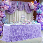 PARTISKY Lavender Purple Tulle Curly Willow Table Skirt for Rectangle Table 6ft, Ruffle Tutu Table Cloth for Girls Boys Baby Shower,Mermaid Birthday Party