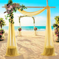 MDS Halloween Chiffon Draping Fabric - 2 Panel, 30" Wide x 20ft Long - Sheer Spooky Arbor & Canopy Drapery for Haunted House Backdrops, Party Ceilings, DIY Costumes & Themed Events - Gold