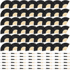 48 Pieces Black Hand Held Bamboo Folding Fans Paper Fans Handheld for Women Foldable Girls Wedding Decoration Church Home Party Favors Summer