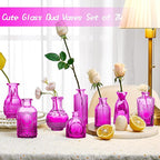 Glass Bud Vases Set of 24, Purple Vintage Small Vases for Flowers, Mini Glasses in Bulk, Small Flower Design for Centerpieces Wedding Decorations Home Flower Party Decor