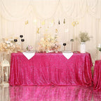 SquarePie Sequin Tablecloth 50 x 72 Inch Hot Pink Glitter Table Linen for Wedding Party