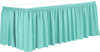 Ultimate Textile Pleat Polyester Fabric Table Skirt - Machine Washable Flame Resistant with Clips for Events, Weddings & Trade Shows, Cut & Sewn in Paterson, NJ - Aqua, 21' Shirred Pleat