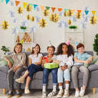 Benbilry 3D Hanging Snowflake Decorations for Christmas Tree, 36pcs 3 Size Winter Wonderland Decorations for Frozen Birthday Party, Christmas Home Decor - 18pcs Iridescent and 18pcs Gold Color