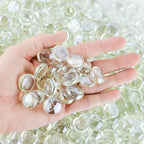 Galashield Flat Glass Marbles for Vases Clear Glass Gems Beads Pebbles Vase Filler (1 LB, Approx. 105 PCS)
