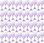 Plastic Wine Glasses，Plastic Goblets Vintage Style Cordial Drinking Glasses for Wedding Reception, Grand Event Party Supplies (48, Purple)