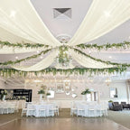 fani 6 Panels Ivory Wedding Ceiling Drapes 5ftx30ft Ceiling Drapes Chiffon Fabric Arch Draping Sheer Curtains Soft Drapery Draping Wedding Ceiling Decorations for Party Ceremony Stage Swag