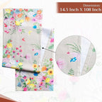 Maison d' Hermine Table Runner 100% Cotton Single Layer Table Runners 108 inches Long Decorative for Home Kitchen Dining Party Wedding Bridal Shower Spring Summer (Jardin D'Ete - Fog, 14.50" x 108")