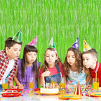 Grass Green Foil Fringe Curtain Backdrop, 2Pack Metallic Tinsel Fringe Curtain Streamers Photo Backdrop for St Patricks Day Football Decorations, Birthday Christmas Tropical Party Decor Door Streamers