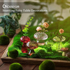 Glasseam Mushroom Glass Planter, Set of 5 Colored Plant Propagation Station, Mini Terrarium for Plants, Unique Small Glass Vase for Flowers, Cute Hydroponic Indoor Planters Gifts for Women Room Decor