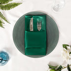 36 Pack Square Satin Dinner Napkins, 16x16 Inches Silky Soft Smooth Table Cloth Napkins for Restaurant Weddings Banquet Party Decoration, Blackish Green
