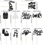 Ephlyn 30Pcs Bride to be Cupcake Toppers Glitter Wedding Cake Topper Decorations I Do Love Heart Ring Cupcake Picks for Bridal Shower Wedding Engagement Party Supplies Black