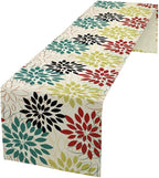 Abstract Red Dahlia Vintage Table Runner, Geometric Lines Mid Century Vintage Modern Colorful Table Runner for Party Kitchen Dining Living Room Laundry Room Decor, 13x120 Inch