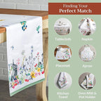 Maison d' Hermine Table Runner 100% Cotton Double Layer Table Runners 72 inches Long Decorative for Home Kitchen Dining Party Baby Shower Wedding Bridal Shower Spring Summer (Printemps, 14.50" x 72")