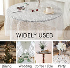 Jeloris Round Lace Tablecloth with Elegant Scalloped Bottom for Any Special Event Such as Wedding, Birthday Party, Baby Shower, Anniversary (78 inch, Style 5)