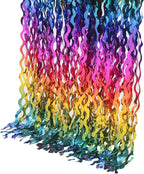 4 Pack Wavy Rainbow Foil Fringe Curtain | 3.3x6.6ft Colorful Tinsel Metallic Streamers Holiday Photo Booth Props Backdrop for Engagement Bridal Shower Unicorn Party Decorations