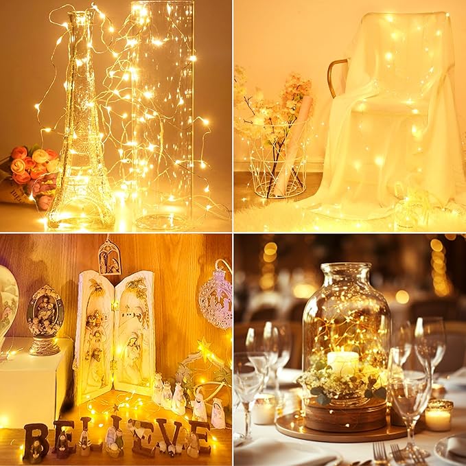 kolpop 30 Pack LED Fairy Lights Battery Operated, 7FT 20 LED Mini Twinkle String Lights Battery Powered Waterproof for Christmas Mason Jars Party (Warm White)