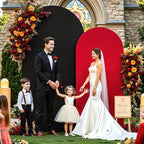 Red Black Arch Backdrop Cover for Wedding, Set of 2 Stretchy Spandex Fitted Arch Stand Cover for Baby Shower, Birthday Party Decor, Chiara Backdrop Cover with Double-Sided Design(7.2FT 6FT)