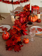 Party Joy 6PCS Artificial Maple Leaf Garland - 5.6Ft Autumn Red Fall Decor for Front Door, Table & Wall, Thanksgiving Garland Hanging Vines with Realistic Leaves