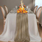 Snowkingdom 6PCS 10 FT Nude Brown Cheesecloth Table Runner, 120 inch Long Cheese Cloth Boho Rustic Gauze Sheer Runner for Wedding Party Baby Shower Birthday Christmas Holiday Table Decorations