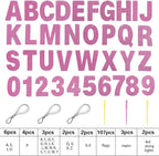 TaoBary 112 Pcs DIY Letter Kit Glitter Customizable Banner Letters Include 107 Letters and Numbers 3 Rope and 2 Needles for Birthday Halloween Christmas Wedding Valentine Party Decor(Pink)