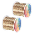 2-Rolls 0.4mm Jewelry Wire, 26 Gauge 328FT Craft Wire Copper Beading Wire for Jewelry Making/Planting/Weaving/DIY Crafting, Soft Metal Wires [100M, Champagne Gold]