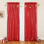 Poise3EHome 2Pcs 2Ft x 8Ft Red Sequin Backdrop Curtains, Glitter Photography Background, Sequence Xmas Thanksgiving Backdrop