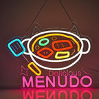 CNBEYOUNG Menudo Neon Sign, Neon Lights Hanging Wall Art Decoration for Mexican Restaurant Shop Bar Cafe Kitchen Party Home Decor, USB Powered Ultra Bright Dimmable,15.43x 12.2inches