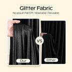 Black Glitter Backdrop Curtain for Parties Wedding,10Ft x 10Ft Satin Shimmer Photo Backdrop,Non-Wrinkle Sparkle Drapes for Backdrop,Back Drop for Photography, Birthdays,Weddings,Prom