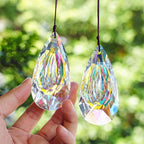 HDCRYSTALGIFTS Set 2,89mm/3.5in Crystals Prisms Suncatcher for Window Hanging Indoor Chandelier Parts Rainbow Maker for Home Garden Decor (AB Colored)