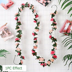 KHOYIME 9 Pack 72 FT Artificial Flower Garland, Fake Pink Roses Vines Silk Flowers Faux Plastic Outdoor Hanging Floral Ivy Garland Decorations for Wedding Arch Bedroom Home Wall Backdrop Room Decor